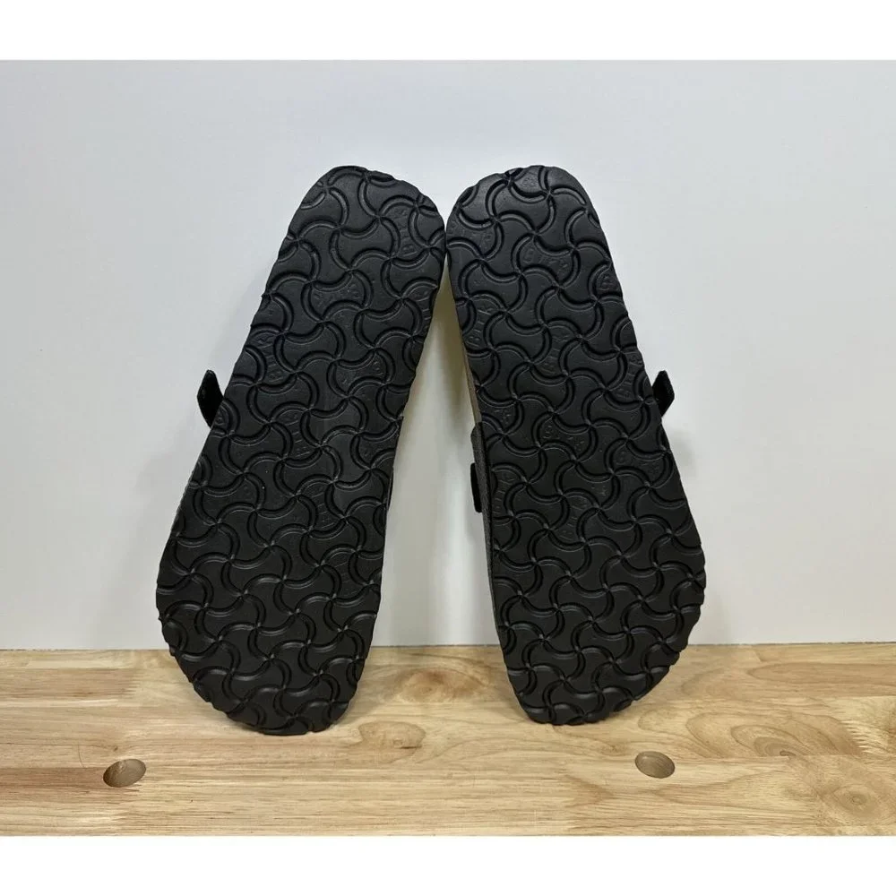 Birkenstock Birkis Maria Mary Jane Mule Clogs Slides Black Leather Womens Sz 9 N_6